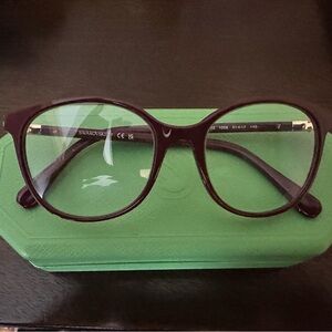 Swarovski Burgundy Glasses with Green Case